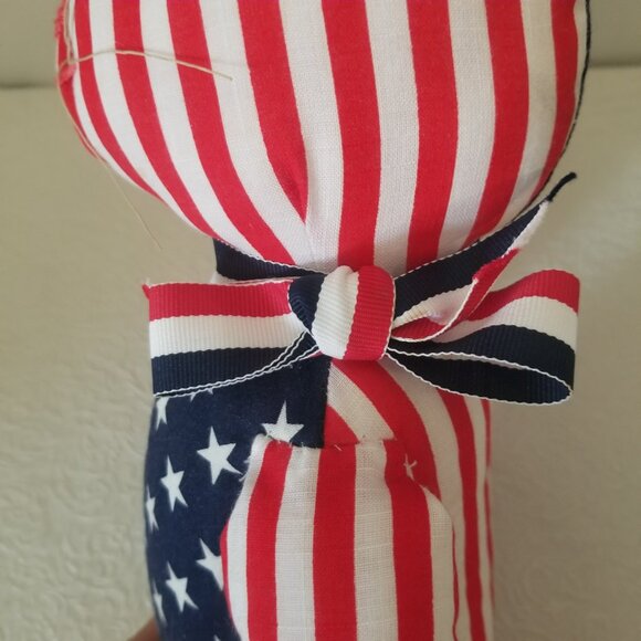 Vtg 1991 Handmade Cloth Patriotic Floppy Ear Bunny Stars and Stripes 20" Plush - Picture 8 of 15
